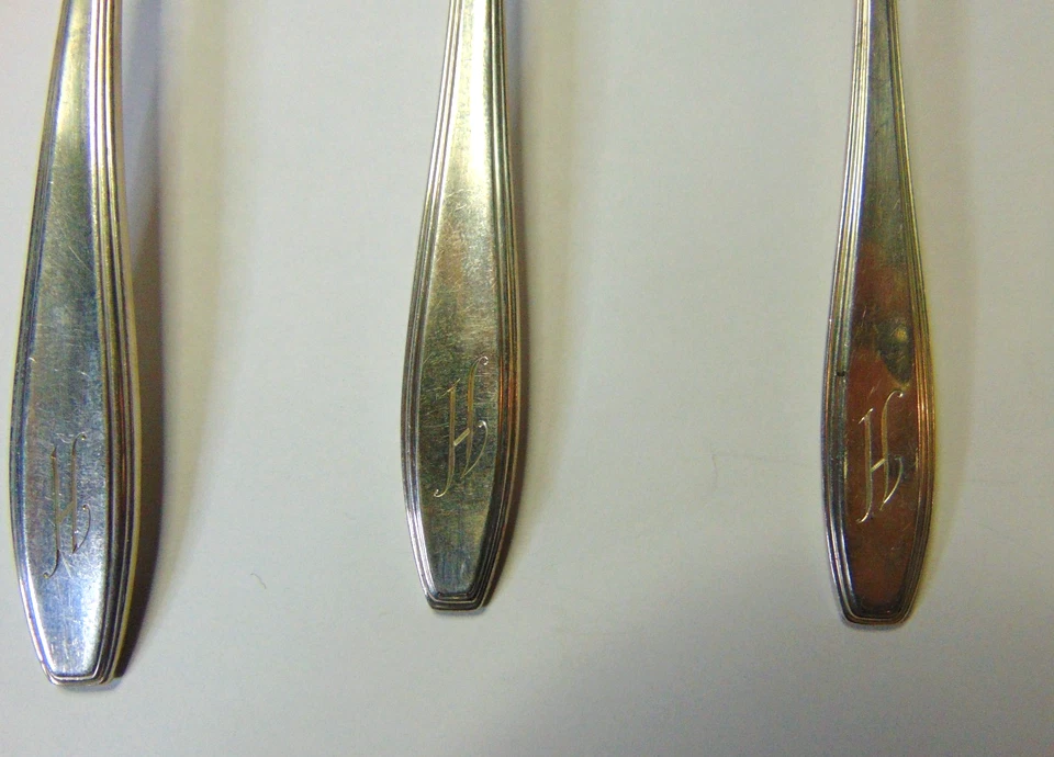 Gorham Sterling Silver 925 Flatware Set 5 Five Piece Vintage Nocturn Monogram H - Image 3 of 4