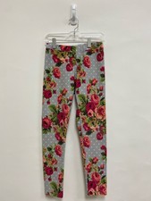 Matilda Jane SIZE 8 Gray Pink/Green Flowers Girl's Leggings