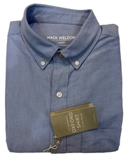 Mack Weldon Oxford Shirt Mens Large Blue 37.5 Performance Pocket Button Fron NWT