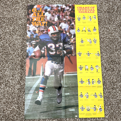 #ad 1974 O.J. Simpson Buffalo Bills NFL Football Scholastic Magazine 22 x 34 Poster $19.99