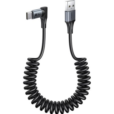 USB C Spiralkabel 1.2M Winkel 90 Grad Datenkabel Android Auto CarPlay Schnelllad