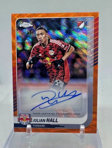 2025 Topps Chrome MLS JULIAN HALL Orange Wave Auto /25 #CA-JH NY Red Bulls