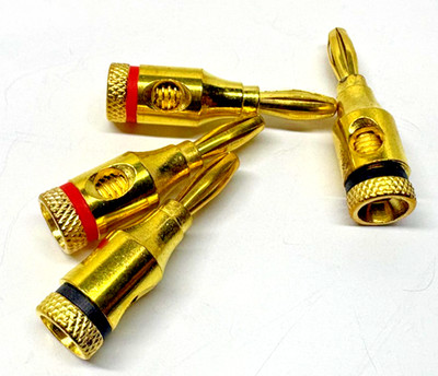 2 Pair, 4pcs - Open Screw Type Speaker Wire Banana Plugs Audio Gold Connectors