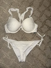 Aerie White Lace Bikini Top 34D Bottoms M