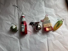 Set Of 5 Food And Cooking Christmas Ornaments 
