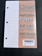 Half Letter Paper Sort Out My LIfe Lined 3-Hole Punched 500 Sheets White