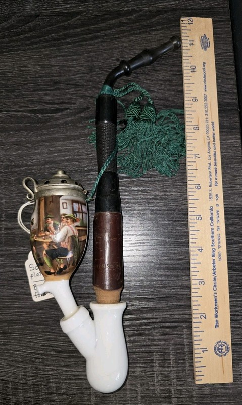 Rare! Antique Hand Painted Porcelain German Hunters Pipe WILH. JMHOFF