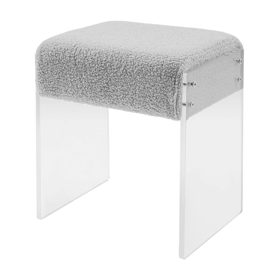 Modern Minimalist Acrylic Stool Chair, Makeup Stool Chair with Cushion Grey - Image 4 of 4