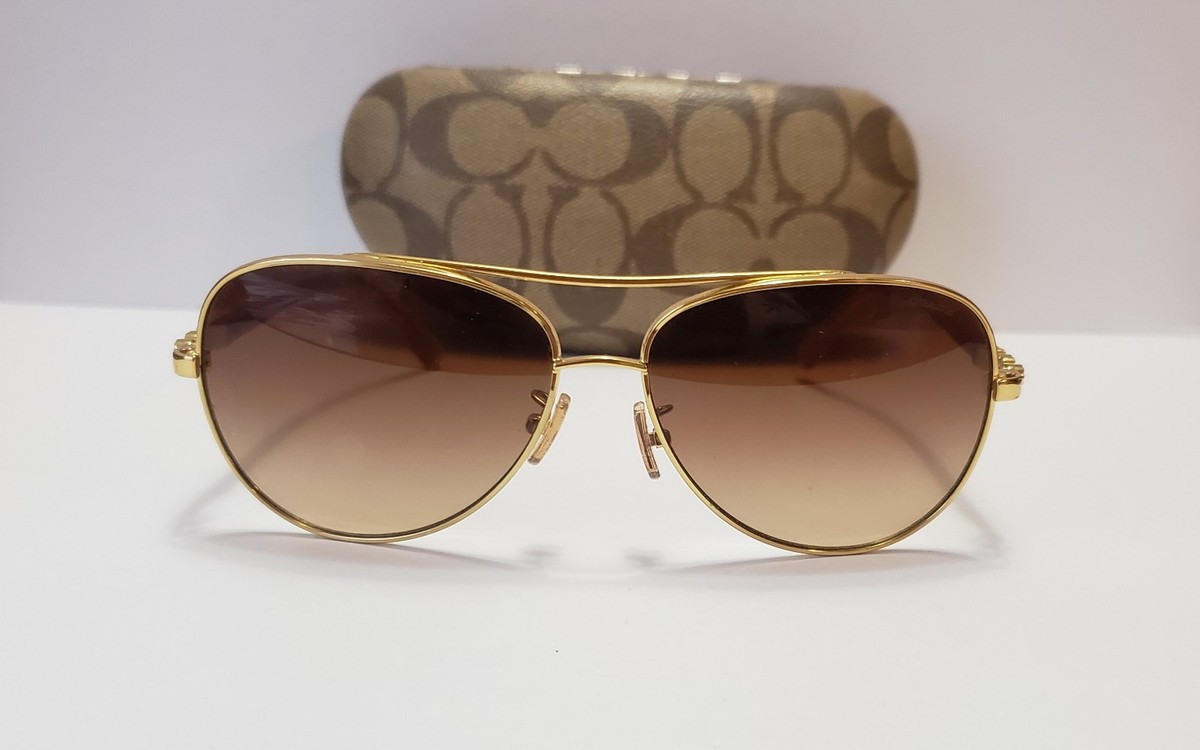 Coach HC7072B Aviator Daisy Rivet Sunglasses Gold Frame  display picture 1