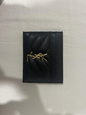 YSL CASSANDRE MATELASSÉ CARD CASE IN LAMBSKIN, gold and black