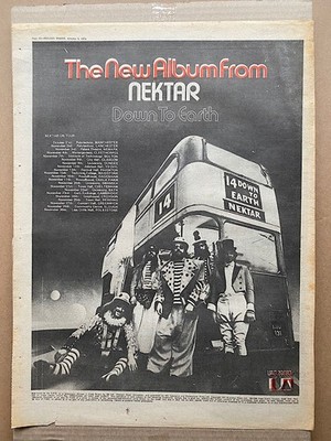 NEKTAR DOWN TO EARTH POSTER SIZED original music press advert from 1974 with tou