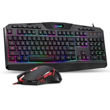 Redragon S101 Gaming Keyboard and Mouse Set RGB Quiet,7 Buttons Gaming Mouse