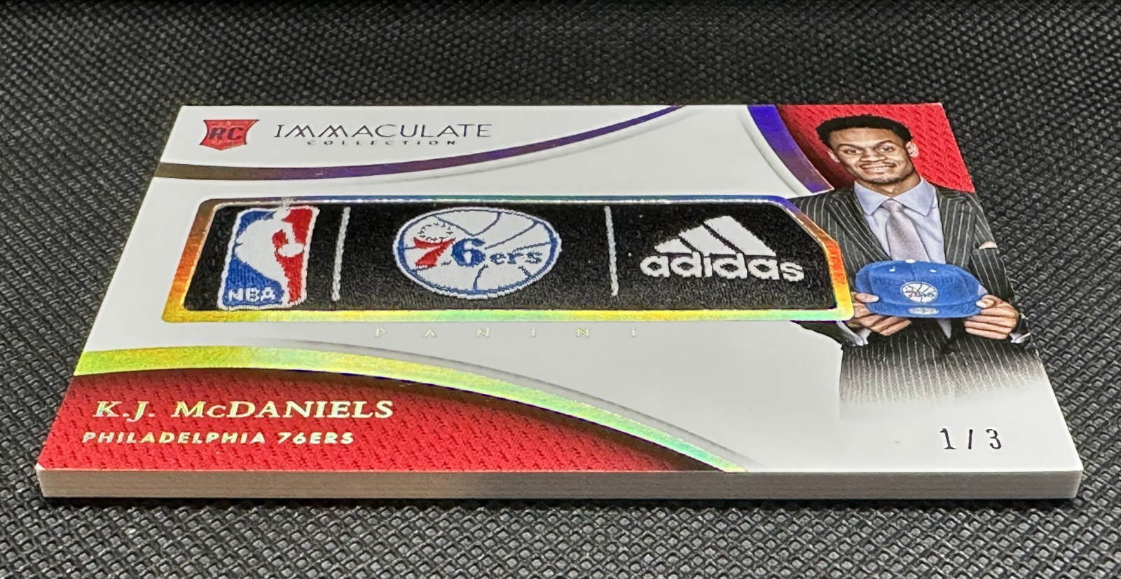 2014 Immaculate PLAYER CAPS LOGOMAN 76ers TEAM LOGO HAT PATCH K McDaniels #'d /3 view 7