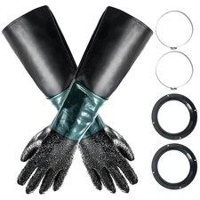 Rubber Sandblasting Gloves | 1 Pair 23.6" Blast Protection Gloves Kit with 2 ...