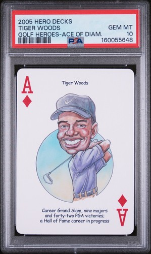 2005 HERO DECKS GOLF HEROES ACE OF DIAMONDS TIGER WOODS PSA 10
