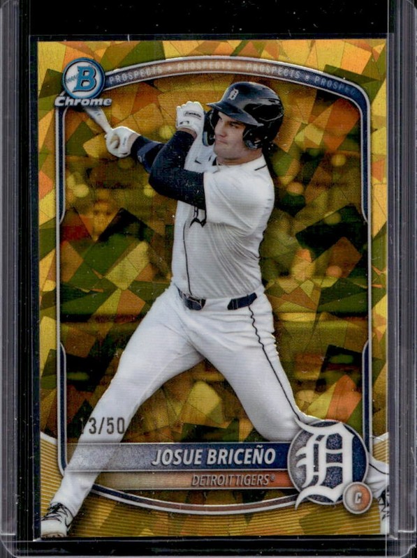 2025 Bowman Draft Sapphire Josue Briceno Chrome Gold Refractor #/50 Tigers