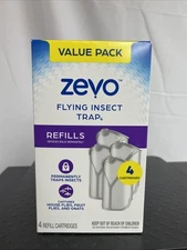 4-Pack Zevo Fly Trap Refills – Odorless & Mess-Free Cartridges