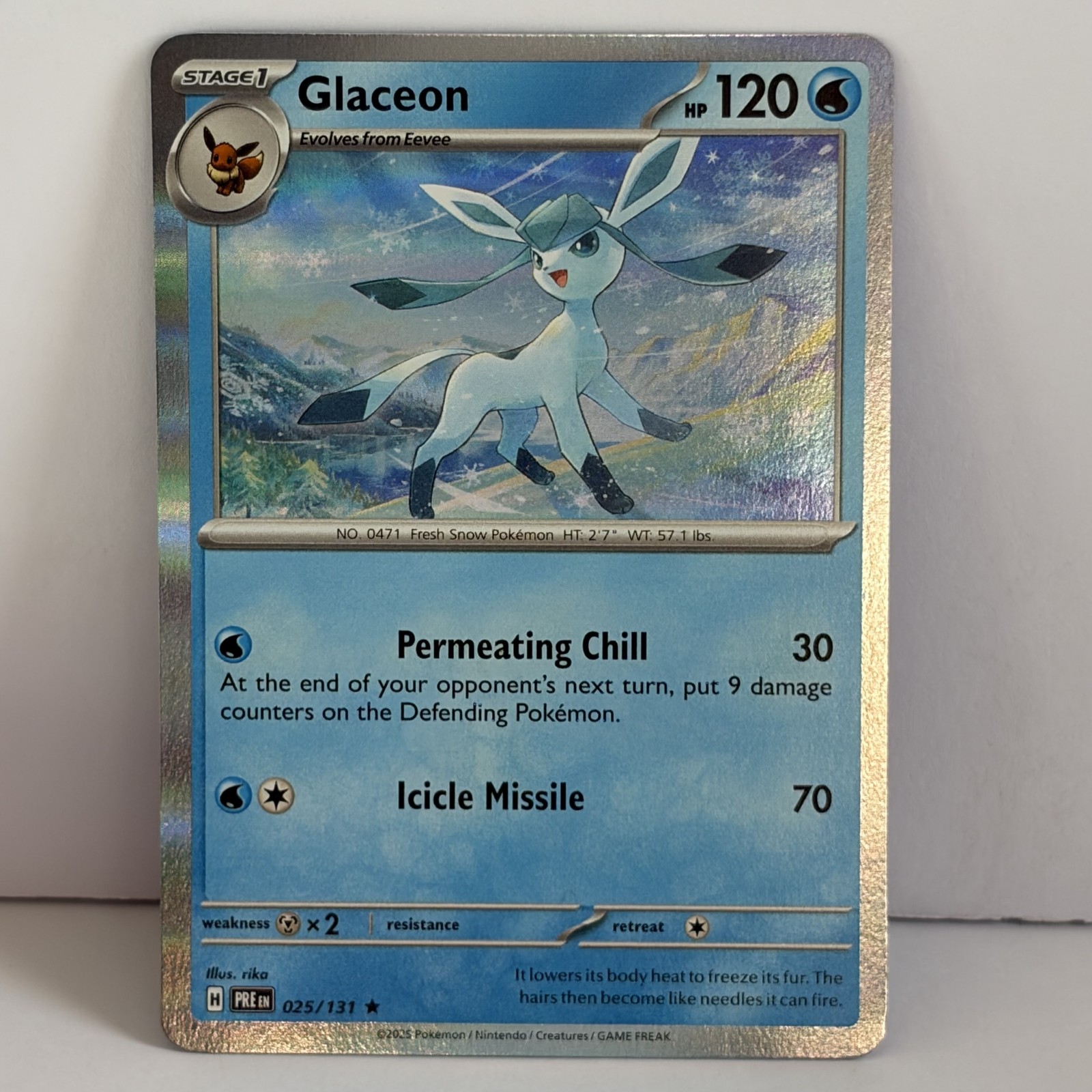 Glaceon - PRE SV: Prismatic Evolutions #025/131 Rare Reverse Holo NM