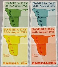 ZAMBIA SAMBIA 1975 155-58 149-52 Map of Karte von Namibia Day Tag MNH