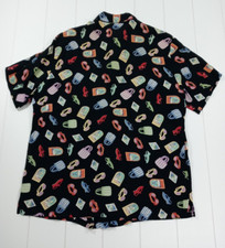 Loco Lindo Vtg Y2 KBlouse Cruise Shirt 100 % Rayon Crepe Blouse Sz S Made In USA