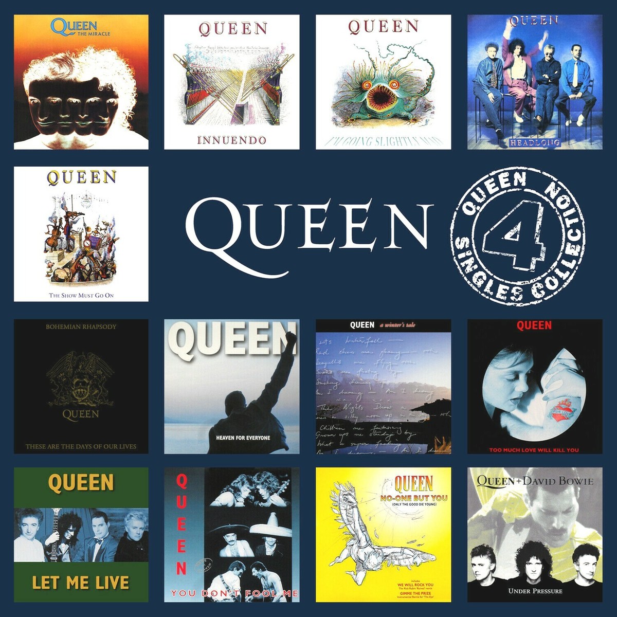 Queen Singles Collection Volume 4 12x12 Album Cover Replica Poster