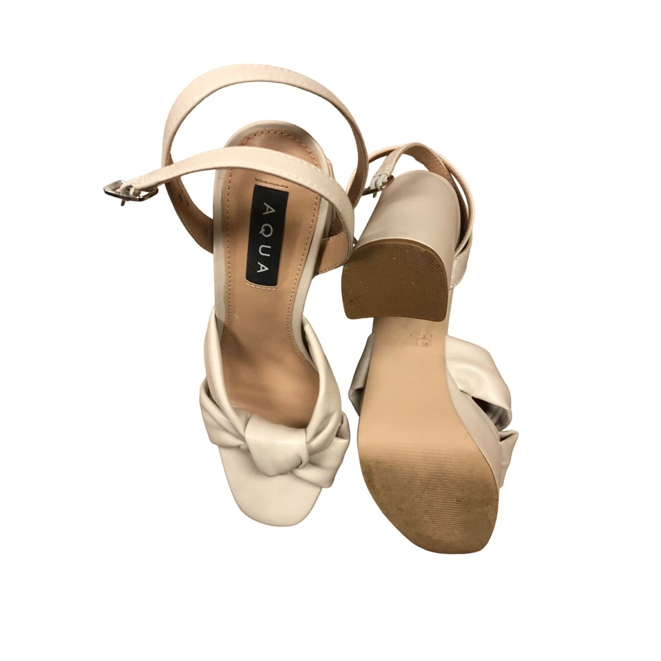Aqua Womens Lory Open Toe Platform High Heel Sandals Bone Size 8 Pre Owned - Image 3 of 4