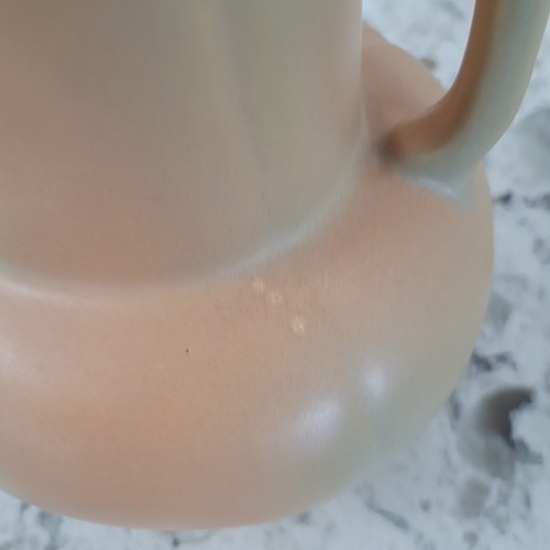 1930s 40s Weller Pottery 2 Handled Wild Rose Dogwood 9.75" Matte Pink Blue Vase - Picture 7 of 8