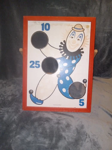 Vintage American Visual Aids Brooklyn NY Carnival Clown Bean Bag Toss Game Board