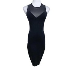 TORN BY RONNY KOBO BLACK SWEETHEART SHEER MESH SLEEVELESS BODYCON MINI DRESS - S