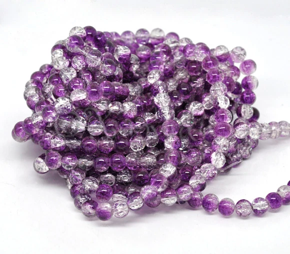 Purple Wholesale 8mm Round Crackle Glass Beads G2222 - 50, 100 Or 200PCs - Image 3 of 3