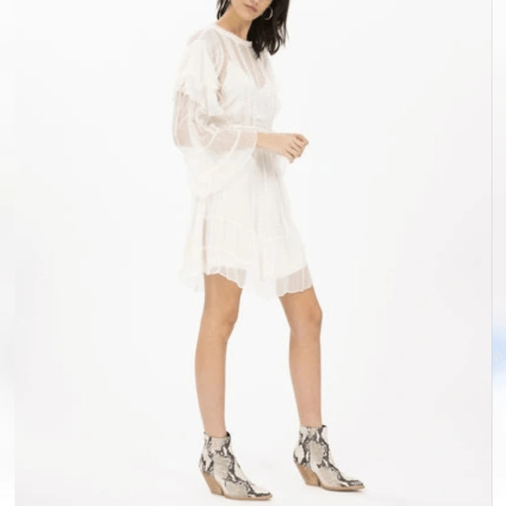 OFF WHITE Abito donna IRO 38 US 6 western bianco avorio trasparente cowgirl costiero nuovo leggi