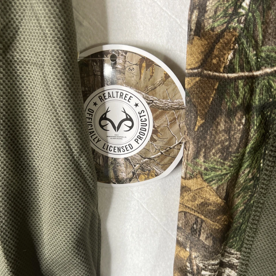 Men's Hunting Shirt REALTREE Polyester 1/4 Zip Long Sleeve Olive With Camo - Image 3 of 4