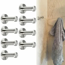 8PCS Bath Towel Hooks Stainless Steel Bathroom Coat Hook Towel Clothes Holder US