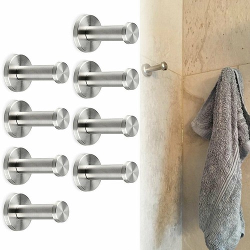 8Pcs Bath Towel Hooks Stainless Steel Bathroom Coat Hook Towel Clothes Holder Us