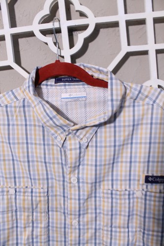 Columbia PFG Button Up Shirt Mens XL White Yellow Outdoors Fishing Super Tamiami - Picture 7 of 18