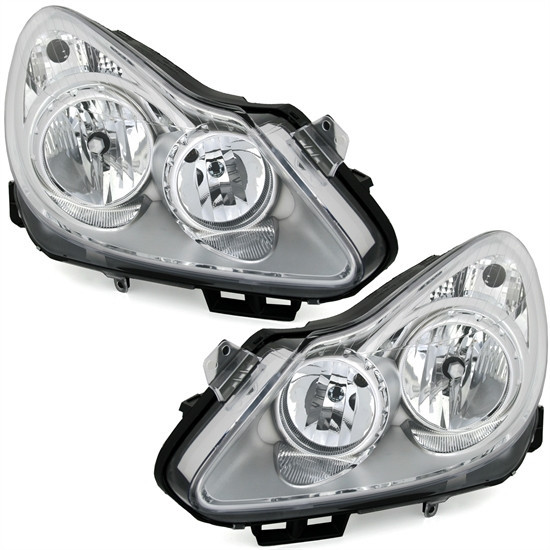 Silver clear H1 H7 headlights set front lights for OPEL CORSA D 0611