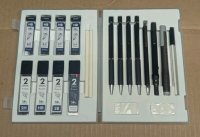 Mozart Premium Art Mechanical Pencil Set Eraser 0.3 0.5 0.7 0.9 2.0mm  + Color