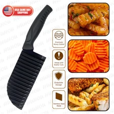 Stainless Steel Wavy Slicer Knife Vegetable Potato Chip Cut Blade Crinkle Cutter