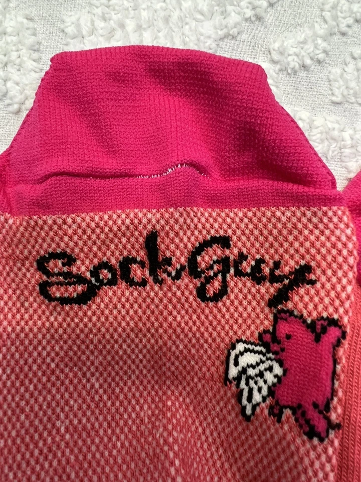 袜子 SockGuy 经典女式 1 英寸粉色飞猪 S/M 自行车/跑步 — 第 2/3 张图片