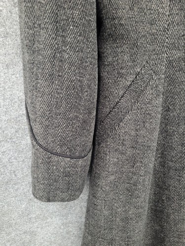 Neo Ludwig Wool Blend Coat Mens Large Gothic Steampunk Lined Gray Herringbone - Picture 4 of 21