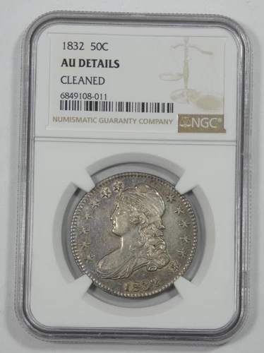 NGC Authentic 1832 Capped Bust/Lettered Edge Silver Half Dollar AU Details