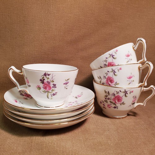 Crown Staffordshire- 3 Cups & Saucers - English Rosebud - Picture 2 of 4