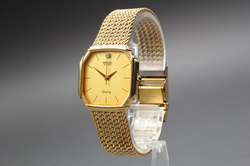 1987 *NEAR MINT* Vintage SEIKO Dolce 7731-5000 1P Diamond Gold Square Mens Watch - Picture 3 of 10