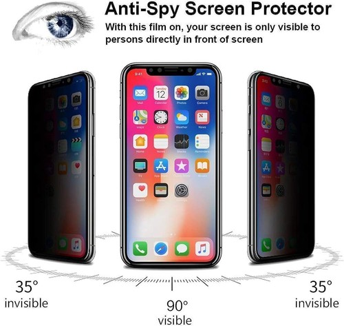 2x iPhone 16 15 14 13 12 Pro Max Protection d'écran en Verre Trempé AntiEspion Confidentialité - Photo 2 sur 8