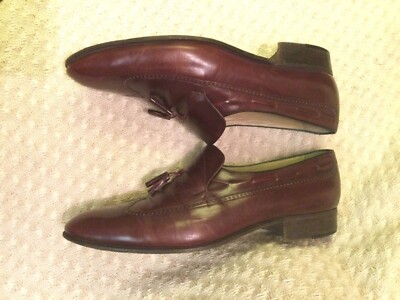 BRUNO MAGLI MENS WING TIP LEATHER TASSEL LOAFERS DARK 