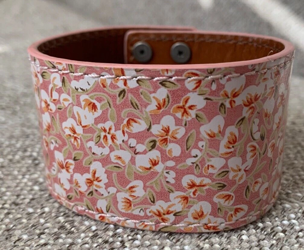 Patricia Nash Irena Pink Floral Leather Cuff Bracelet