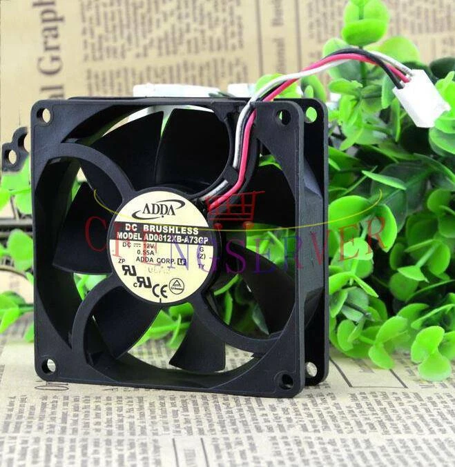 For AD0812XB-A73GP DC ADDA 0.55A 3Pin 12V 80x80x25mm Case Cooling Fan