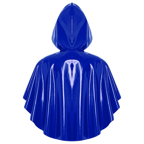 Damen PVC Leder Umhang mit Kapuze Wetlook Steampunk Kostüme Gothic Cape Outfits - Bild 34 von 39