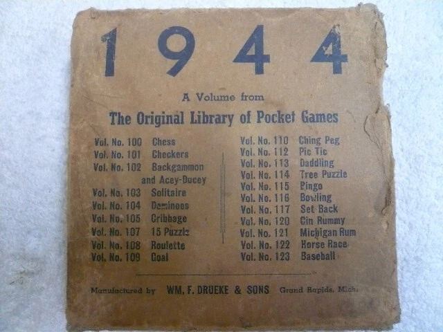 Vintage 1944 WWII Era Drueke & Sons Pocket Chess Original Mail In Box #100 - Image 3 of 4