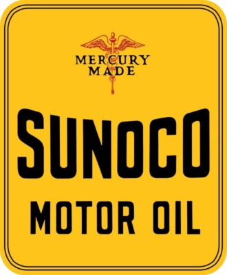 SUNOCO Mercury Made Motor Oil DIECUT NEW 28'' Tall Sign USA STEEL XL Size 7 lbs
